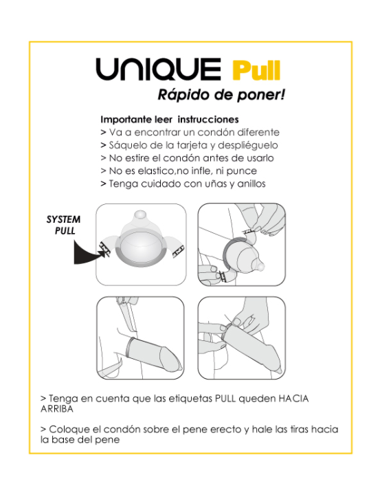 Uniq Pull Con Tiras Preservativo Sin Látex 3 uds - Comprar Condones sin látex Unique - Preservativos sin látex (3)