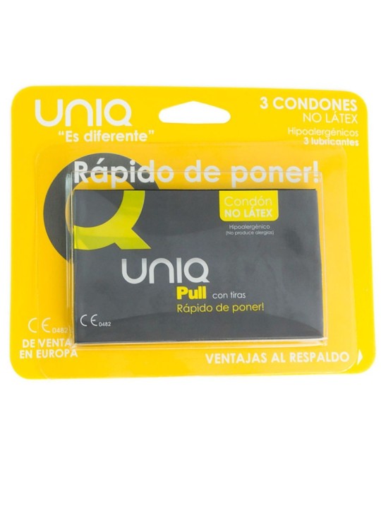 Uniq Pull Con Tiras Preservativo Sin Látex 3 uds - Comprar Condones sin látex Unique - Preservativos sin látex (2)