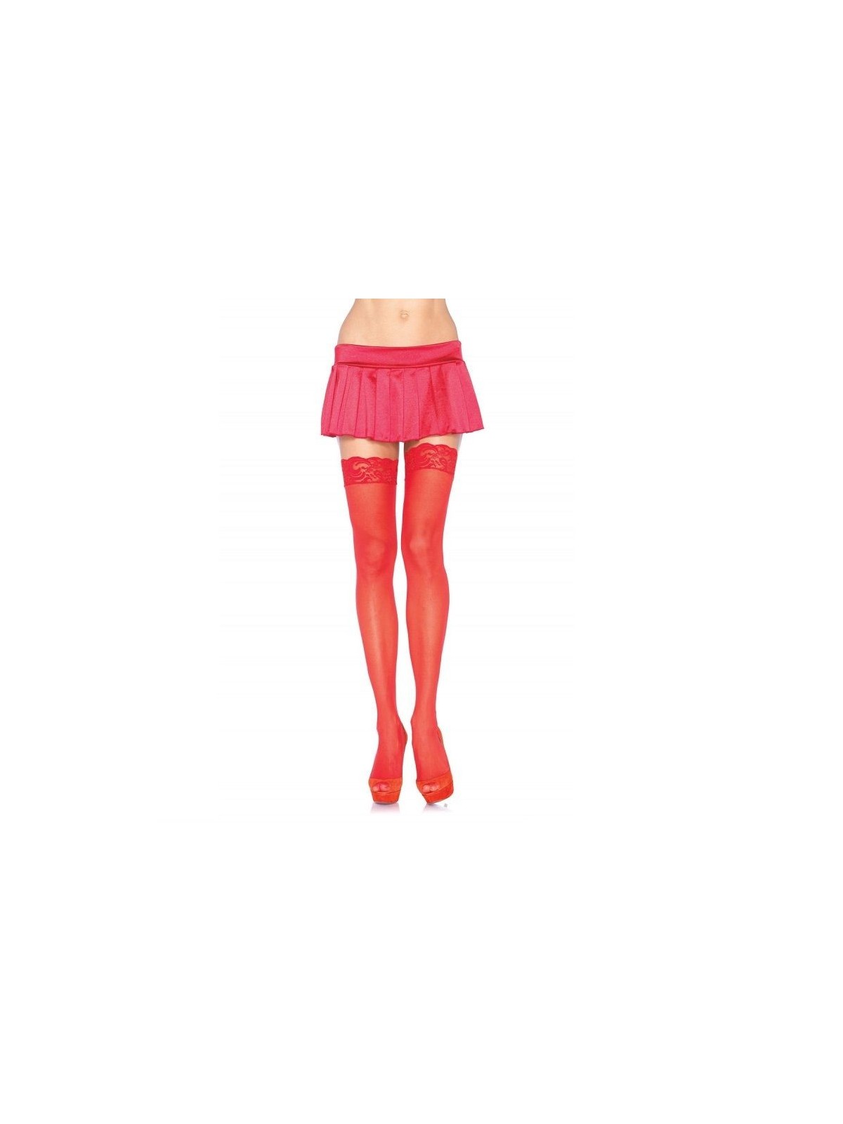 Leg Avenue Medias Rojas Con Encaje Superior - Comprar Medias sexy Leg Avenue - Medias sexys (1)