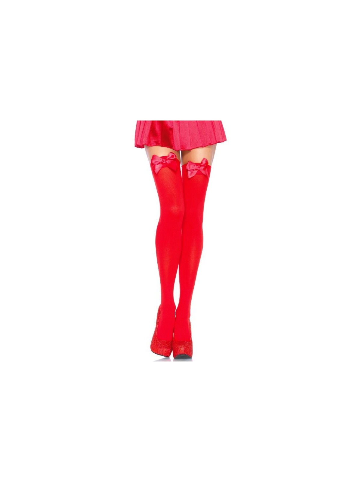 Leg Avenue Medias Rojas Con Lazo Rojo - Comprar Medias sexy Leg Avenue - Medias sexys (1)