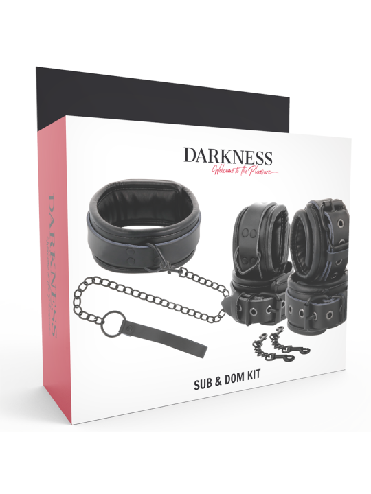 Darkness Esposas & Collar De Cuero Negro - Comprar Kit bondage y BDSM Darkness - Kits bondage & BDSM (4)