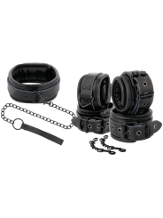 Darkness Esposas & Collar De Cuero Negro - Comprar Kit bondage y BDSM Darkness - Kits bondage & BDSM (1)