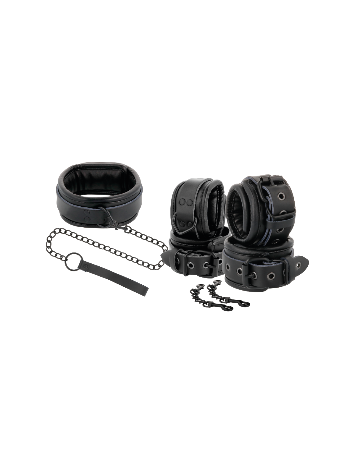 Darkness Esposas & Collar De Cuero Negro - Comprar Kit bondage y BDSM Darkness - Kits bondage & BDSM (1)