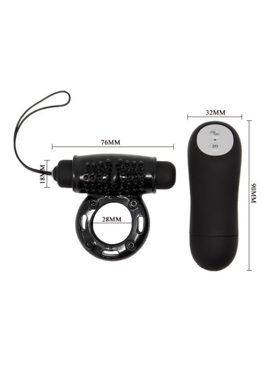 Baile Anillo Control Remoto Negro 20V - Comprar Anillo vibrador pene Baile - Anillos vibradores pene (3)