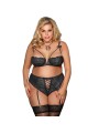 Subblime Queen Plus Set Sujetador & Panties Con Liguero - Comprar Conjunto sexy 3 pzas Subblime - Conjuntos eróticos 3 o más pie