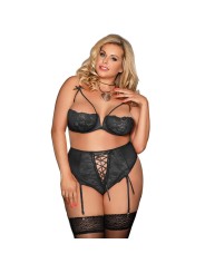 Subblime Queen Plus Set Sujetador & Panties Con Liguero - Comprar Conjunto sexy 3 pzas Subblime - Conjuntos eróticos 3 o más pie