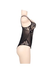 Subblime Queen Plus Teddy Diseño Floral & Flequitos Negro - Comprar Body sexy Subblime - Bodys sexys (2)