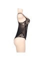 Subblime Queen Plus Teddy Diseño Floral & Flequitos Negro - Comprar Body sexy Subblime - Bodys sexys (2)