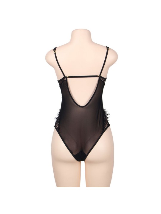 Subblime Queen Plus Teddy Diseño Floral & Flequitos Negro - Comprar Body sexy Subblime - Bodys sexys (3)