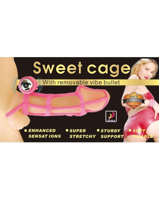 Sweet 10 Ritmos Funda & Anillo Silicona Para El Pene Rosa - Comprar Funda pene Baile - Fundas de pene (4)