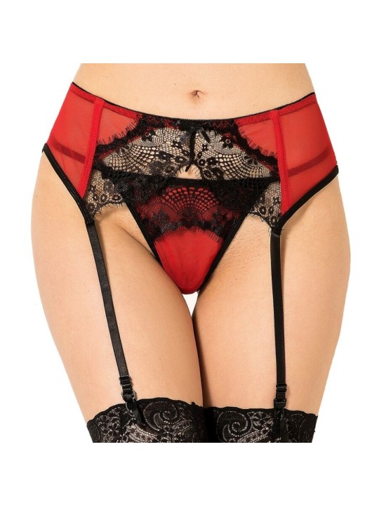 Queen Lingerie Tanga Con Liguero De Encajes Rojo - Comprar Ligueros sexy Queen - Ligueros & ligas (1)