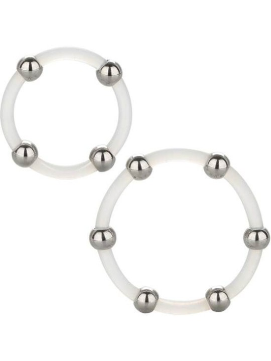 Calex Kit De 2 uds Anillo De Silicona Con Cuentas De Acero - Comprar Anillo silicona pene California Exotics - Anillos de silico