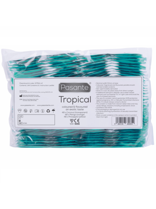 Pasante Preservativos Sabores Tropical 144 Unidades - Comprar Condones de sabor Pasante - Preservativos de sabores (2)