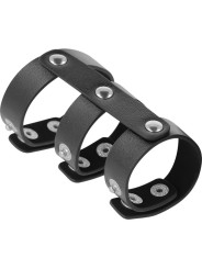 Darkness Anillo Doble Pene & Testículos Ajustable Leather - Comprar Castidad masculina Darkness - Castidad masculina (1)