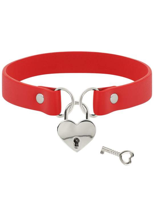 Coquette Collar Cuero Vegano Rojo Accesorio Corazón Con Llave - Comprar Collar BDSM Coquette - Collares BDSM (1)