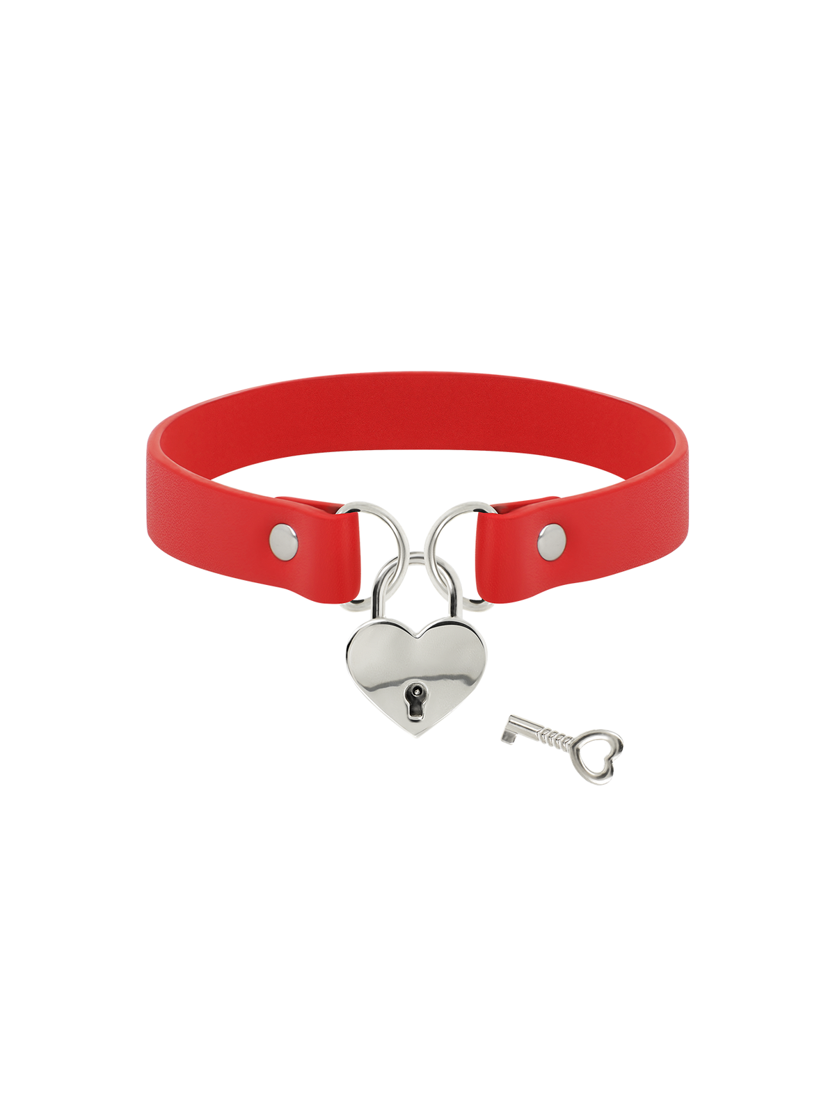 Coquette Collar Cuero Vegano Rojo Accesorio Corazón Con Llave - Comprar Collar BDSM Coquette - Collares BDSM (1)