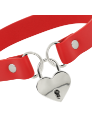 Coquette Collar Cuero Vegano Rojo Accesorio Corazón Con Llave - Comprar Collar BDSM Coquette - Collares BDSM (2)