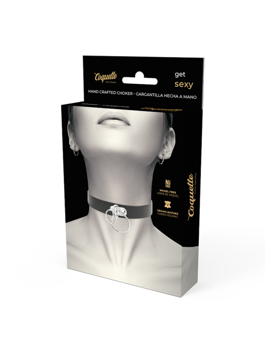 Coquette Choker Cuero Vegano Doble Anilla - Comprar Collar BDSM Coquette - Collares BDSM (4)