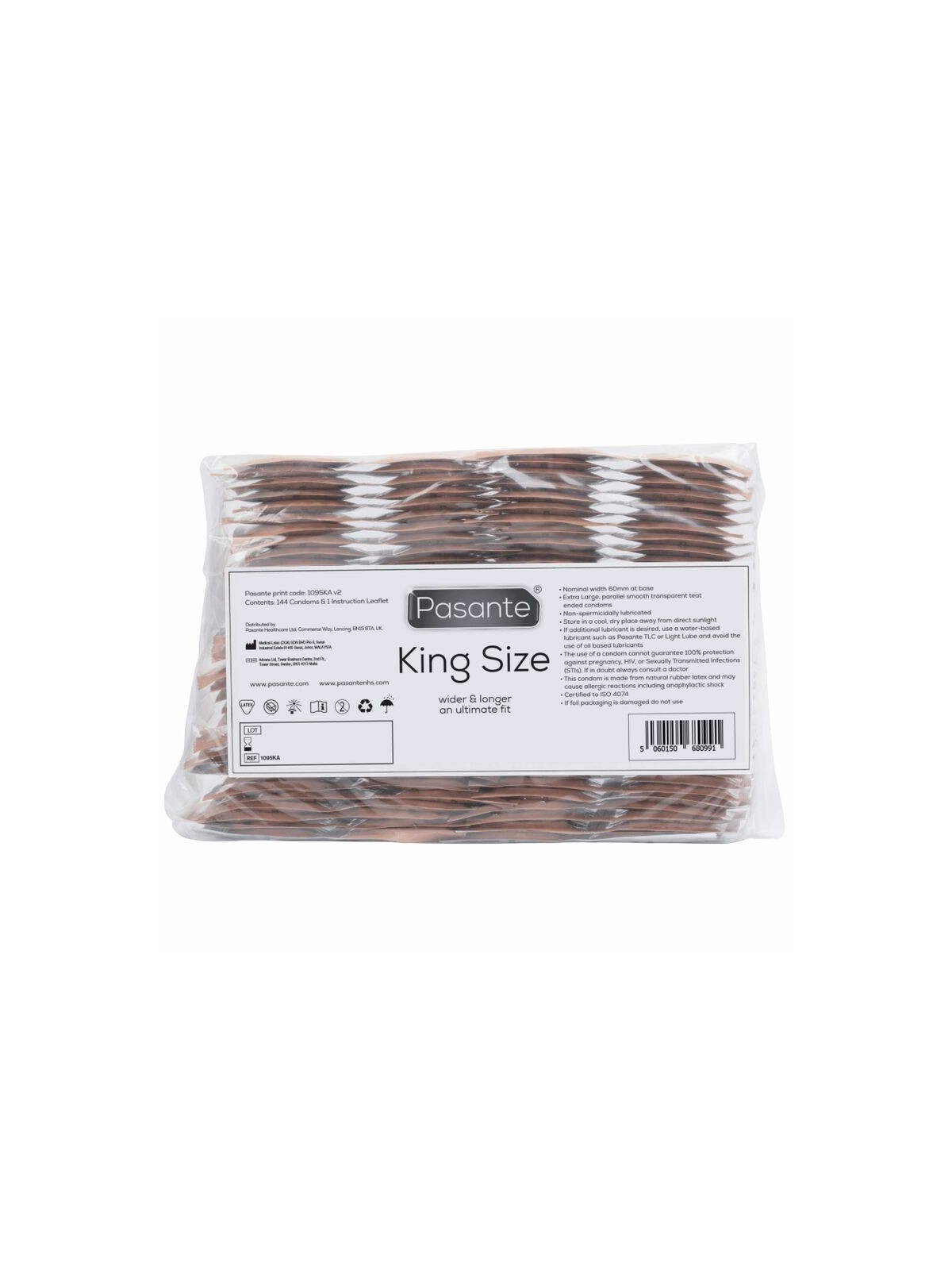 Pasante Preservativos King Más Largos & Anchos Bolsa 144 uds - Comprar Condones XL Pasante - Preservativos XL (1)