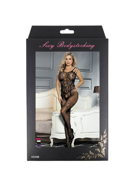 Queen Lingerie Bodystocking Con Abertura Flores S-L - Comprar Bodystocking sexy Queen - Redes catsuits (6)