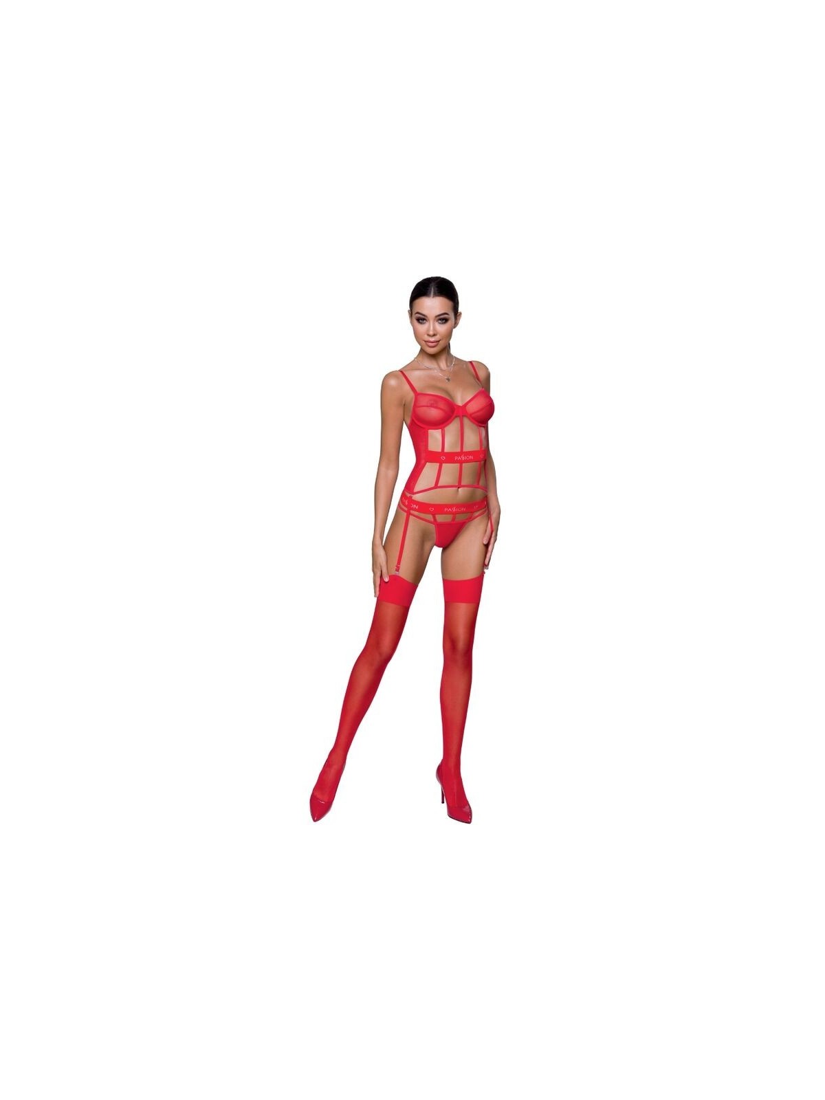 Passion Kyouka Corset Rojo - Comprar Conjunto sexy 3 pzas Passion - Conjuntos eróticos 3 o más piezas (1)