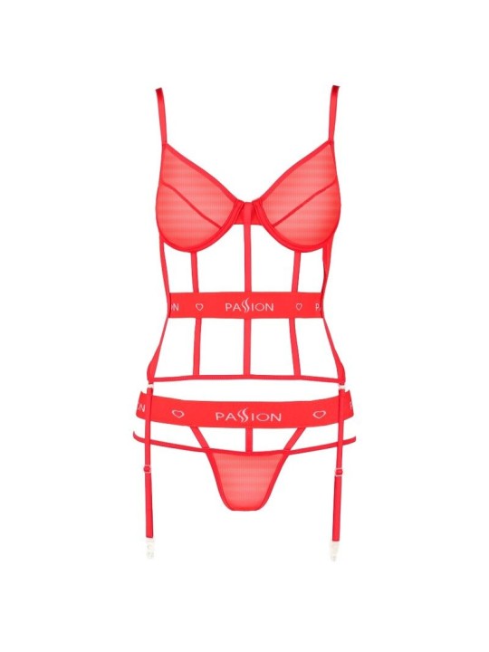 Passion Kyouka Corset Rojo - Comprar Conjunto sexy 3 pzas Passion - Conjuntos eróticos 3 o más piezas (2)