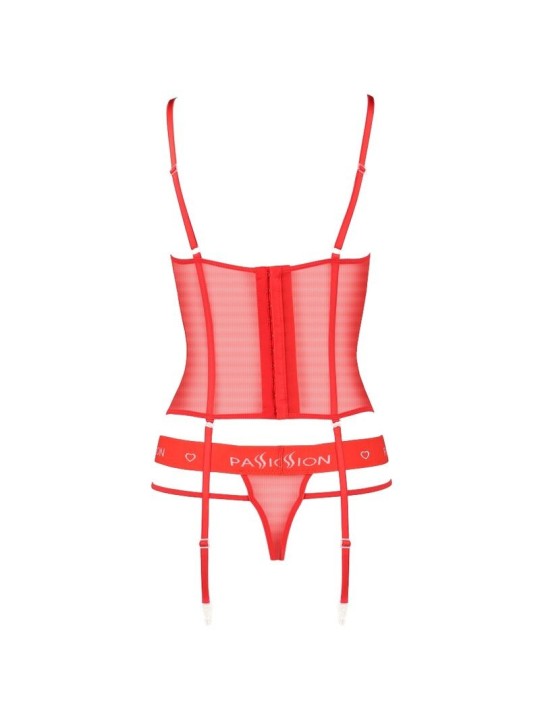 Passion Kyouka Corset Rojo - Comprar Conjunto sexy 3 pzas Passion - Conjuntos eróticos 3 o más piezas (3)