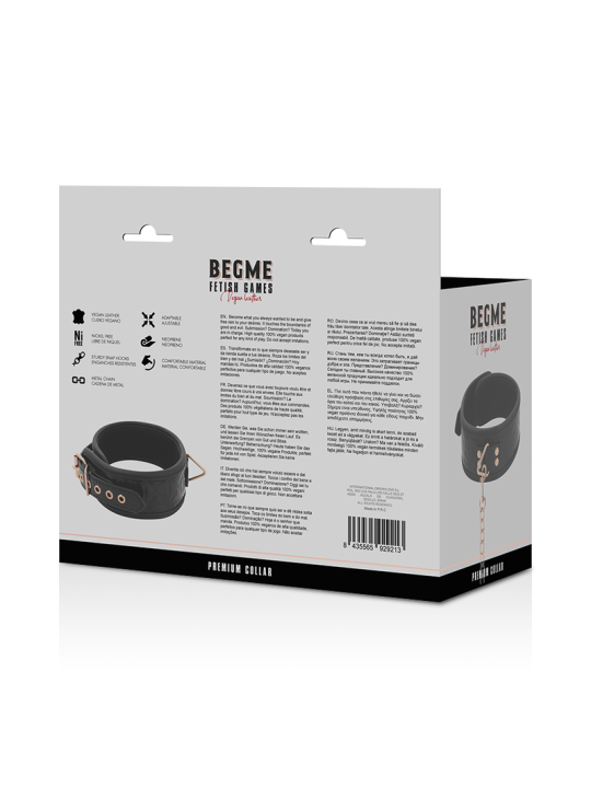 Begme Black Edition Collar Cuero Vegano Forro | Collar BDSM