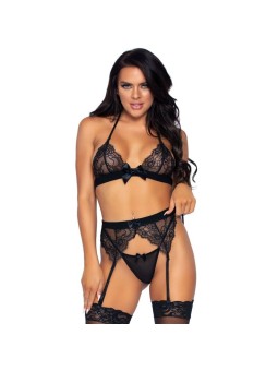 Leg Avenue Set Tres Piezas Top Liguero | Conjunto Lencería