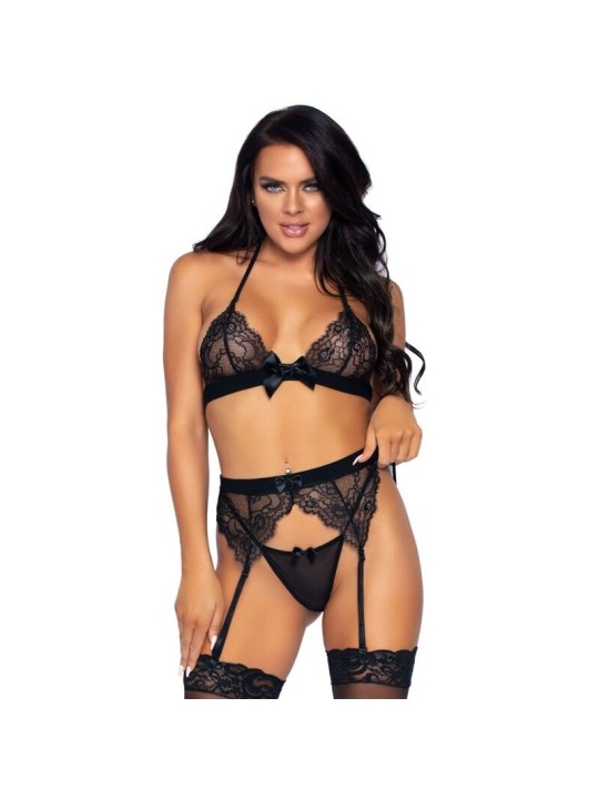 Leg Avenue Set Tres Piezas Top Liguero | Conjunto Lencería