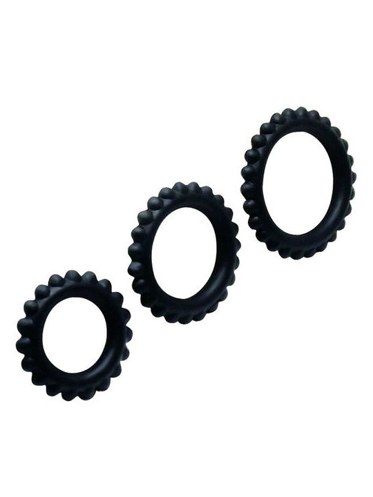 Baile Titan Set 3Pcs Cock Ring Black 2.8 + 2.4 + 1.9 cm - Comprar Anillo silicona pene Baile - Anillos de silicona pene (3)