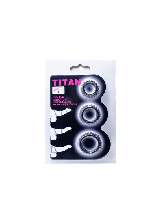 Baile Titan Set 3Pcs Cock Ring Black 2.8 + 2.4 + 1.9 cm - Comprar Anillo silicona pene Baile - Anillos de silicona pene (5)