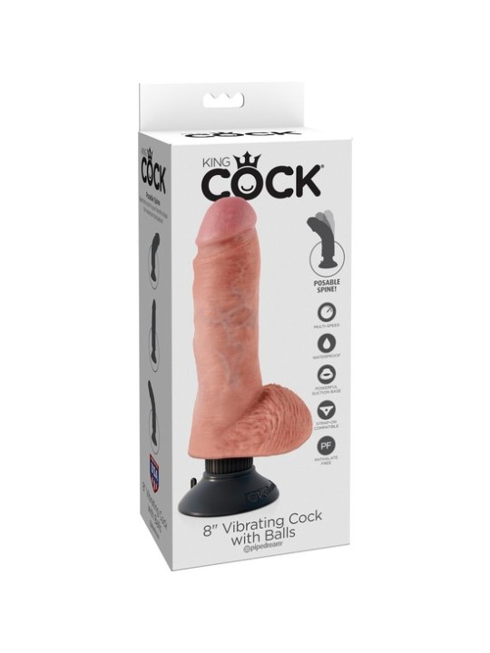 Dildo Vibrador King Cock Testículos 20.3 cm | Realista