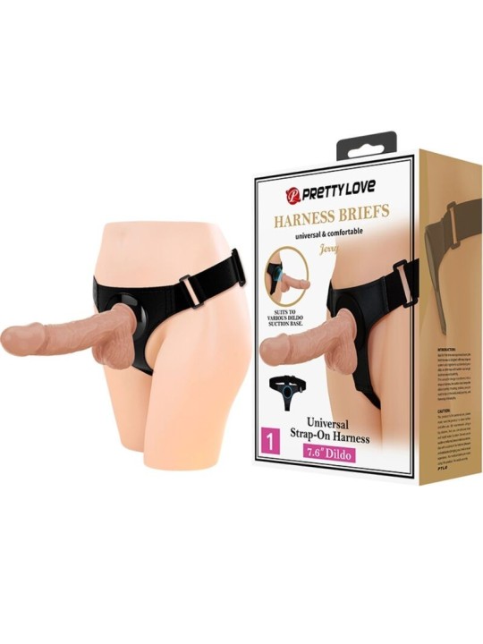 Pretty Love Harness Briefs Arnés Universal Dildo Jerry 21.8 cm Natural