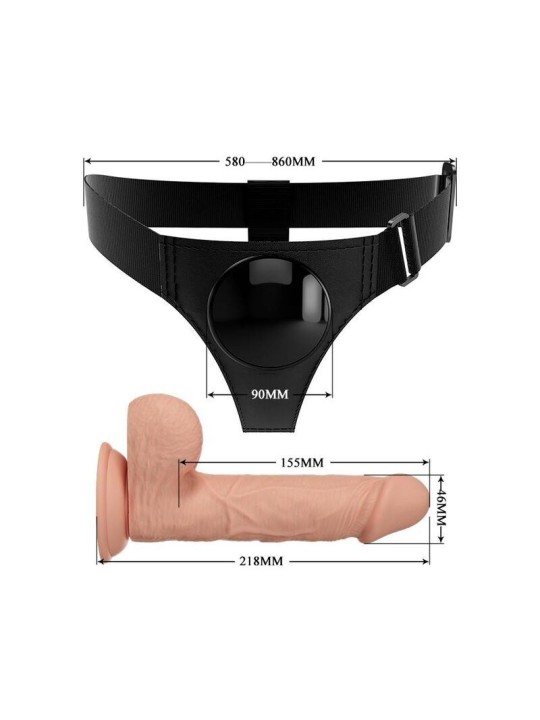 Pretty Love Harness Briefs Arnés Universal Dildo Jerry 21.8 cm Natural