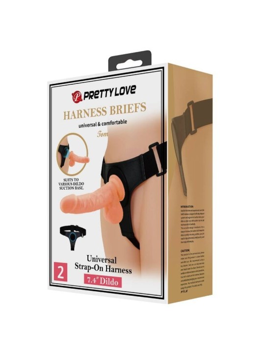 Pretty Love Harness Briefs Arnés Universal Dildo Tom 20 cm Natural