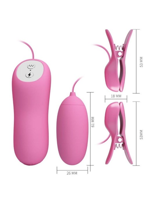 Pretty Love Pinzas Vibración & Eletroshock Rosa