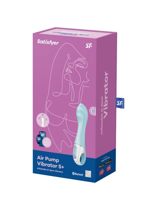 Satisfyer Air Pump Vibrator 5+ Vibrador Punto G Inflable App Azul