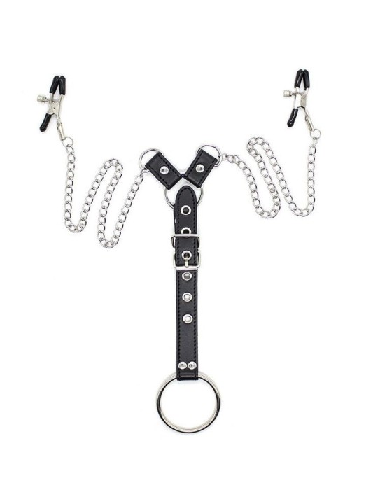 Ohmama Fetish Pinzas Pezones Con Cadenas & Anillo Pene