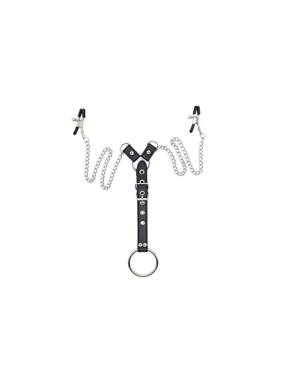 Ohmama Fetish Pinzas Pezones Con Cadenas & Anillo Pene