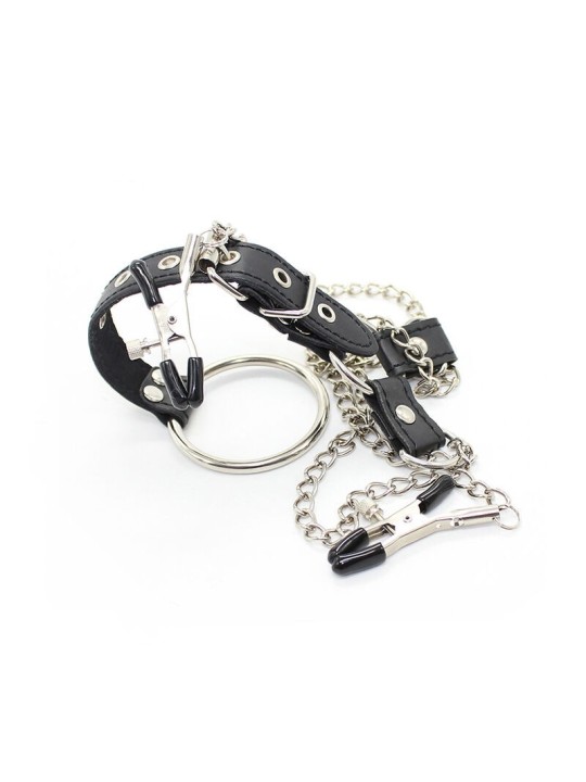 Ohmama Fetish Pinzas Pezones Con Cadenas & Anillo Pene