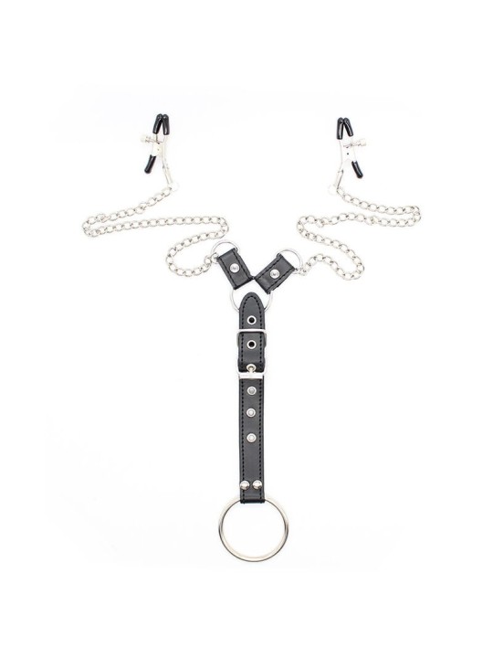 Ohmama Fetish Pinzas Pezones Con Cadenas & Anillo Pene