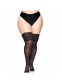 Leg Avenue Medias Negras Autoadhesivas Con Encaje Ancho Plus Size