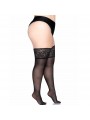 Leg Avenue Medias Negras Autoadhesivas Con Encaje Ancho Plus Size