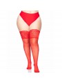 Leg Avenue Medias Rojas Autoadhesivas Con Encaje Ancho Plus Size