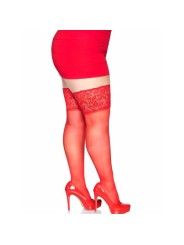 Leg Avenue Medias Rojas Autoadhesivas Con Encaje Ancho Plus Size